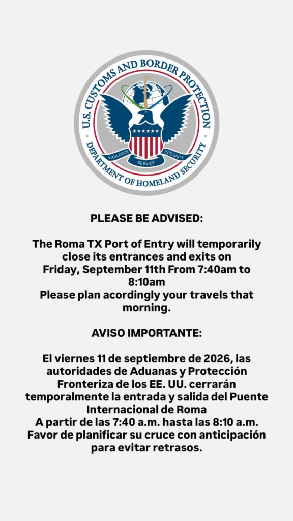 Puente Internacional de Roma cerrará temporalmente este viernes